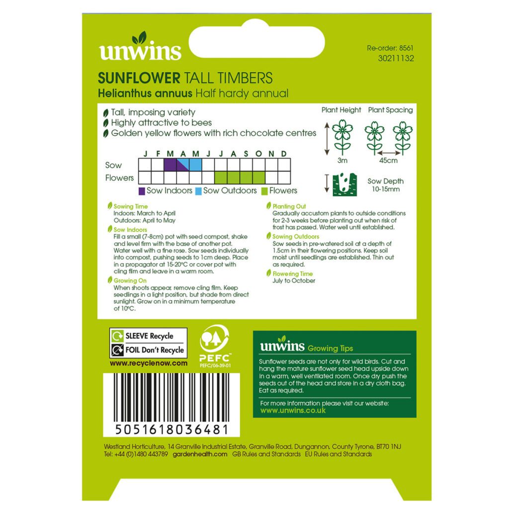 Nature’s Haven Sunflower Tall Timbers Seeds 5051618036481 2